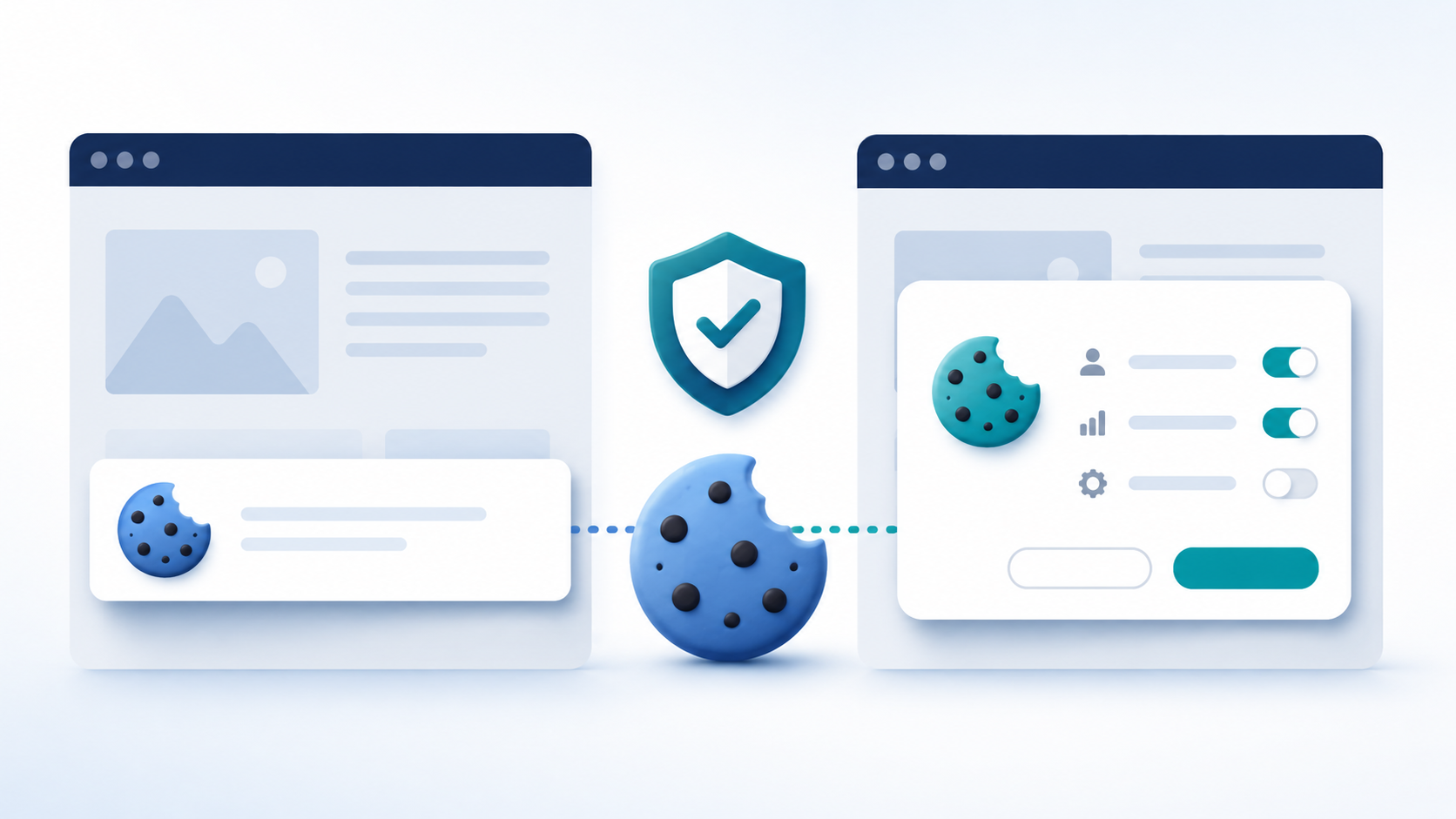 Illustration Cookie-Hinweis und Cookie-Consent-Tool im Vergleich