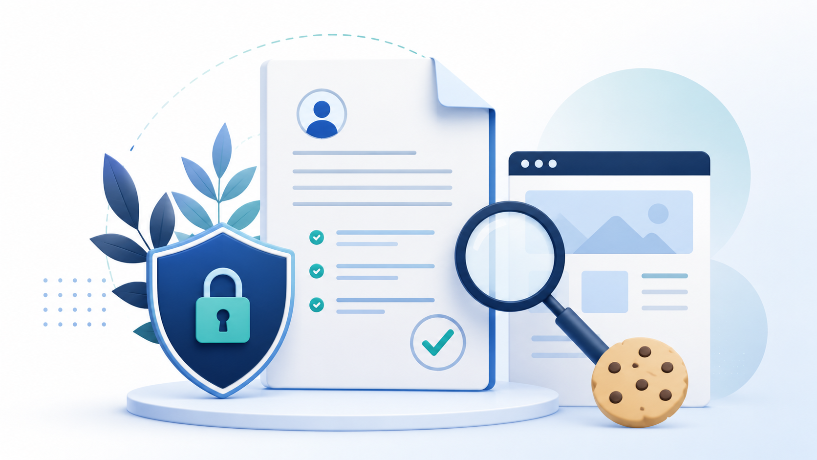 Illustration Datenschutzerklärung Vorlage und Website-Prüfung